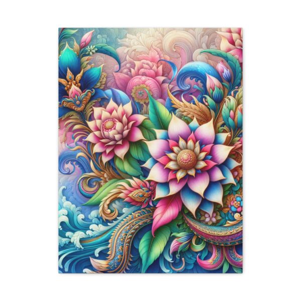 Vibrant Floral Canvas Art Print - Colorful Stretched Wall Décor - Image 2